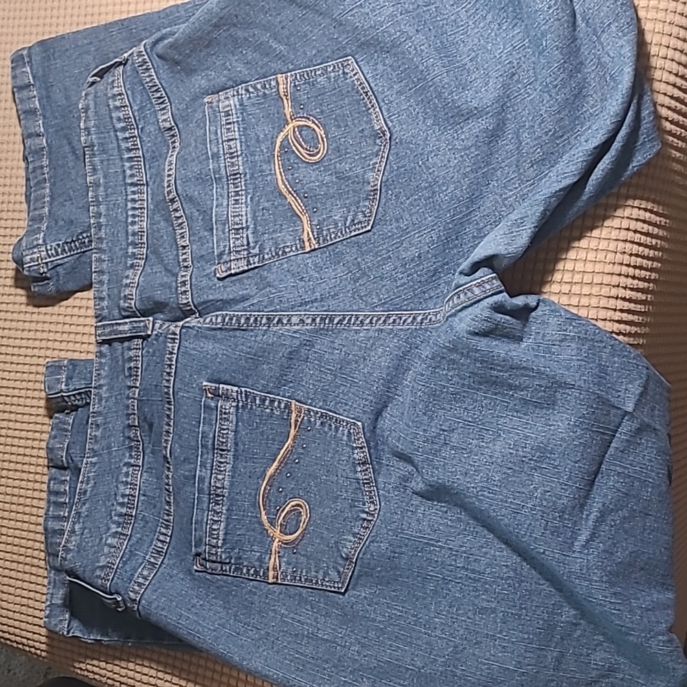 Riders by Lee Womens 18 petite classic denim blue jeans bling pockets